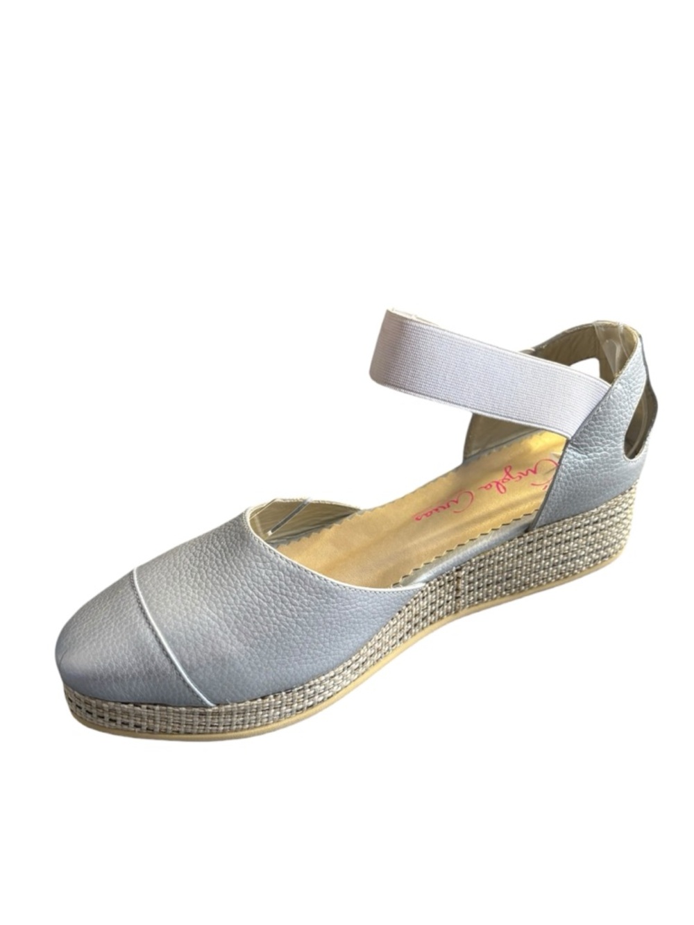 Angela Arias Women’s Silver Wedge Espadrille Shoes US Size 6